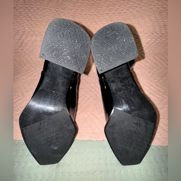 Zara stretch chunky heel boots  Patent leather style. Size 41= US 10 GUC - Picture 7 of 14